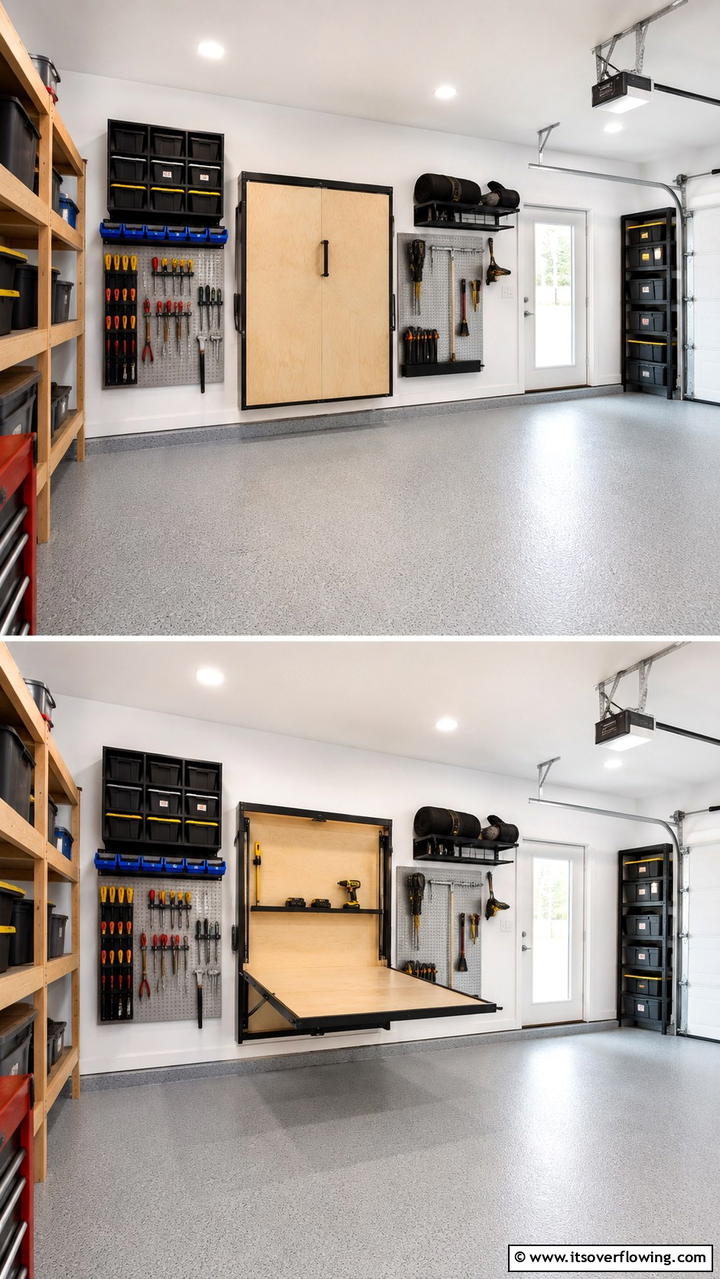 Foldable Workbench for Compact Spaces - 30 Garage Workbench Ideas for Organized DIY Spaces