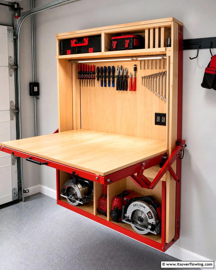 Foldable Workbenches with Storage - 25 Power Tool Storage Ideas for an Organized Workshop