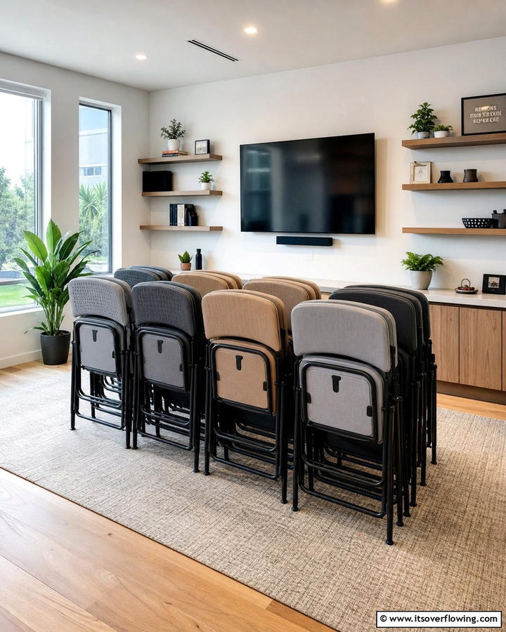 Foldable or Stackable Seating for Flexibility - 20 Small Media Room Ideas for Cozy Entertainment