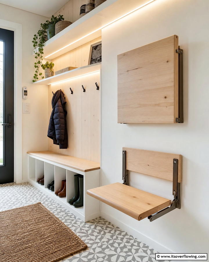 Foldaway Seating - 25 Boot Room Ideas for Organized Entryways
