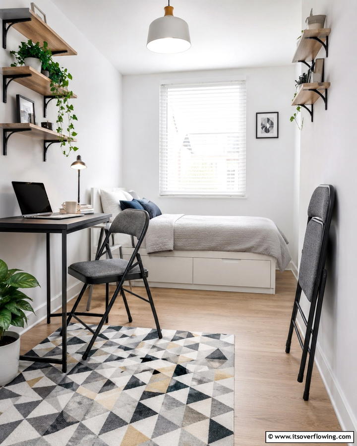 Folding Chair for Flexibility - 25 Bedroom Seating Area Ideas for Comfort and Style