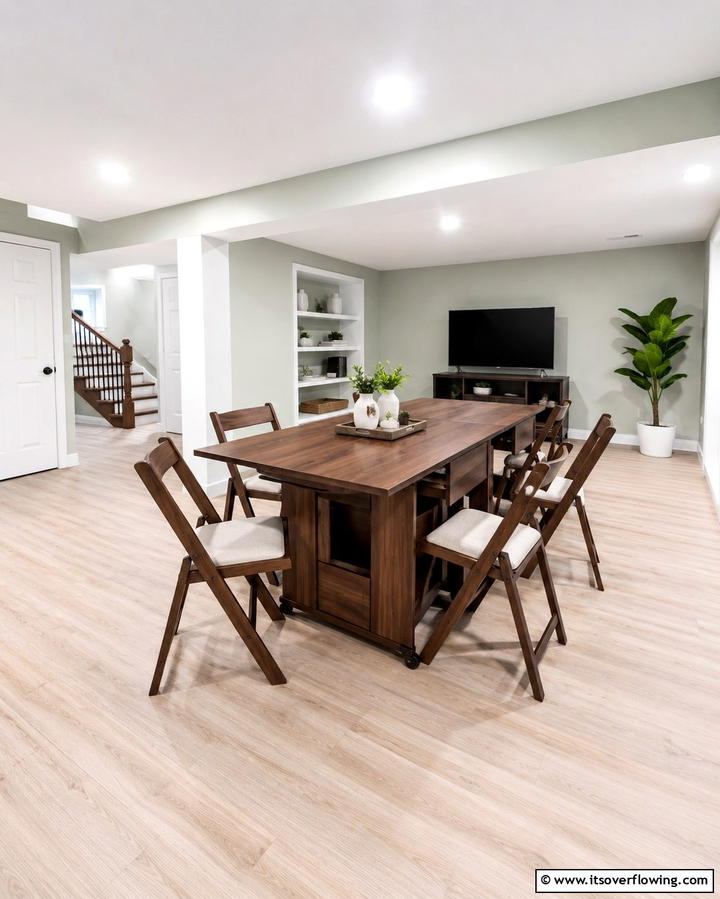 Folding Dining Set for Basements - 30 Functional Basement Furniture Ideas for Multi-Use Spaces