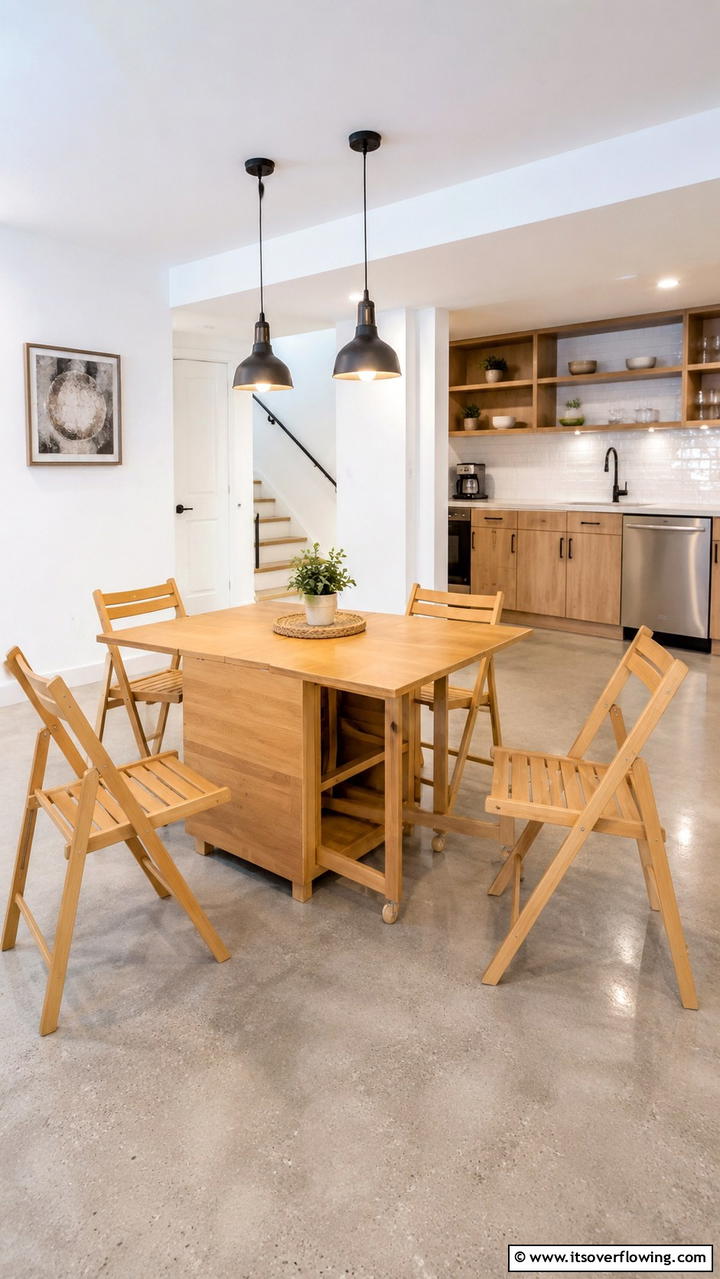 Folding Dining Set for Basements - 30 Basement Furniture Ideas for Functional Living Spaces