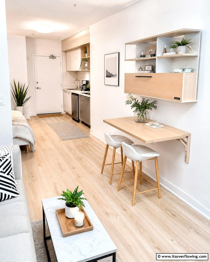 Folding Dining Tables - 30 Studio Apartment Ideas to Maximize Small Space Efficiency