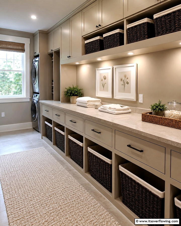 Folding Station with Storage - 25 Modern Laundry Room Ideas for a Functional Space