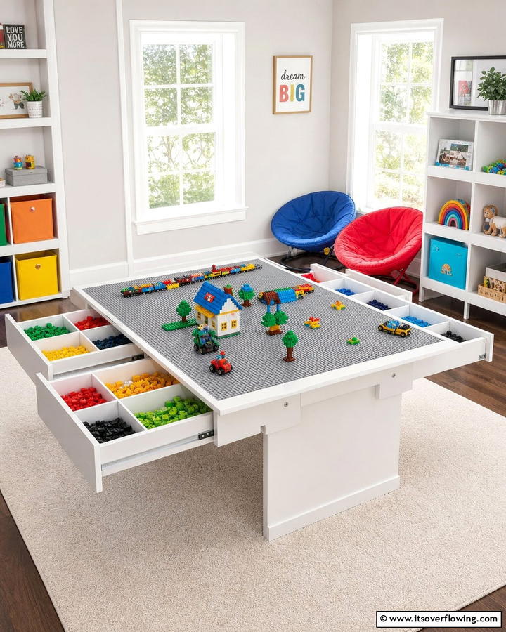 Folding Storage Tables - 30 Creative Lego Storage Ideas to Organize Kids’ Spaces