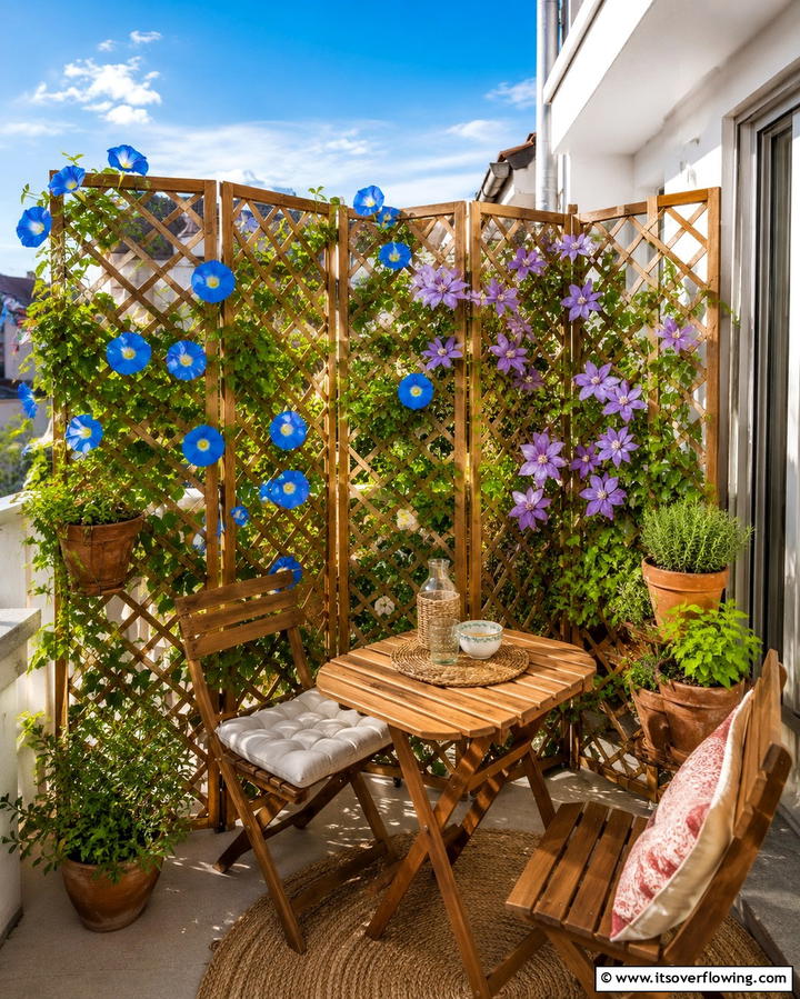 Folding Trellis Screen - 25 Beautiful Balcony Trellis Ideas for Your Space