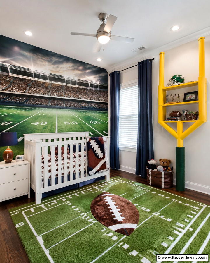 Football Field Wall Mural - 20 Sports Nursery Ideas for the Ultimate Fan Baby Room