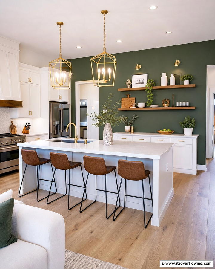 Forest Green Accent Wall - 20 Forest Green Kitchen Ideas for a Bold and Vibrant Look