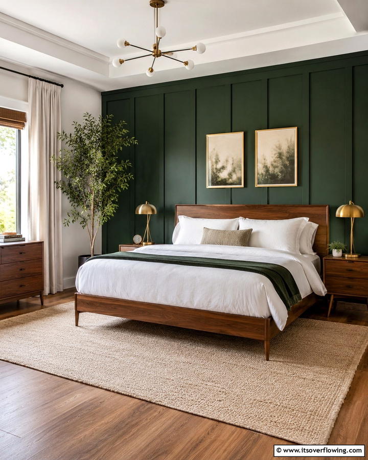 Forest Green Accent Wall for a Bold Statement - 30 Green Bedroom Decor Ideas for Calming Retreats