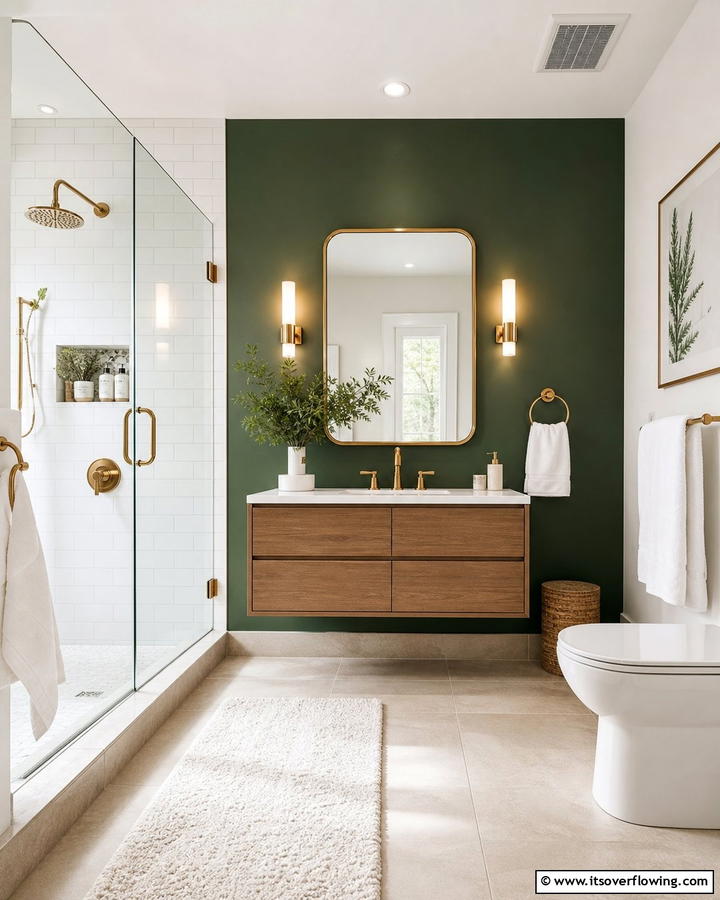 Forest Green Accent Wall - 20 Forest Green Bathroom Ideas for a Nature-Inspired Retreat