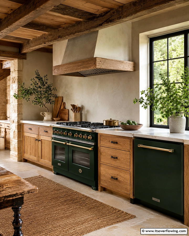 Forest Green Appliances for Natural Charm - 25 Stylish Kitchen With Colored Appliances Ideas