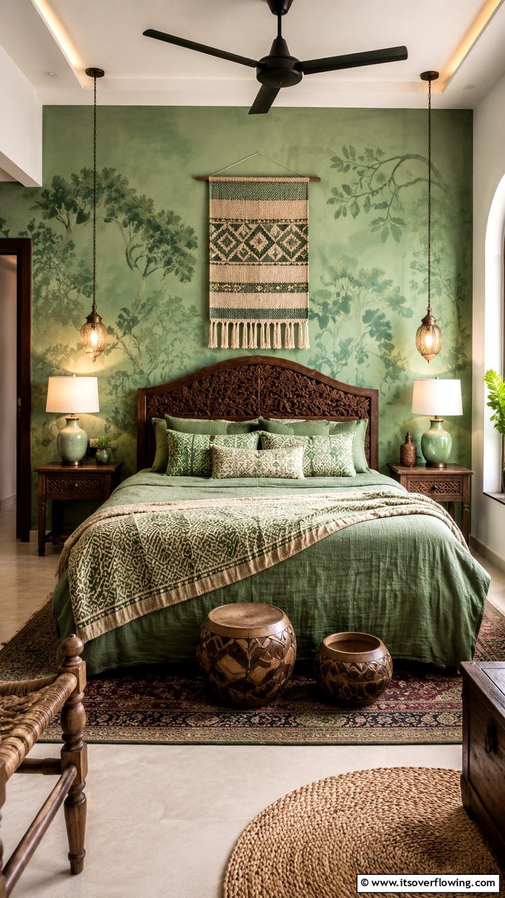 Forest Green Artisanal Touches - 30 Forest Green Bedroom Ideas for Serene Retreats