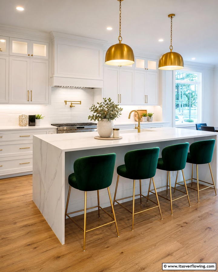 Forest Green Bar Stools - 20 Forest Green Kitchen Ideas for a Bold and Vibrant Look