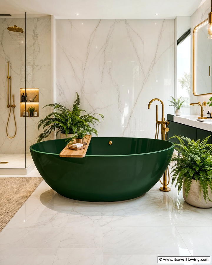 Forest Green Bathtub - 20 Forest Green Bathroom Ideas for a Nature-Inspired Retreat