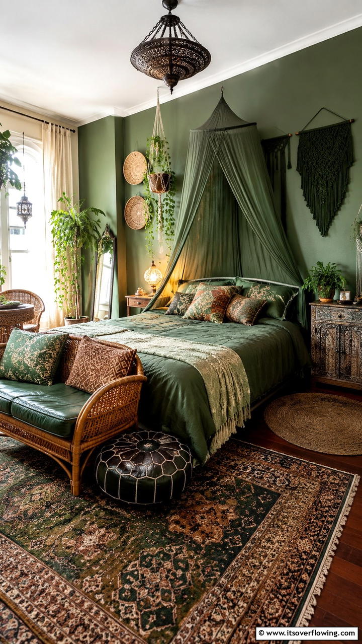 Forest Green Bohemian Vibes - 30 Forest Green Bedroom Ideas for Serene Retreats