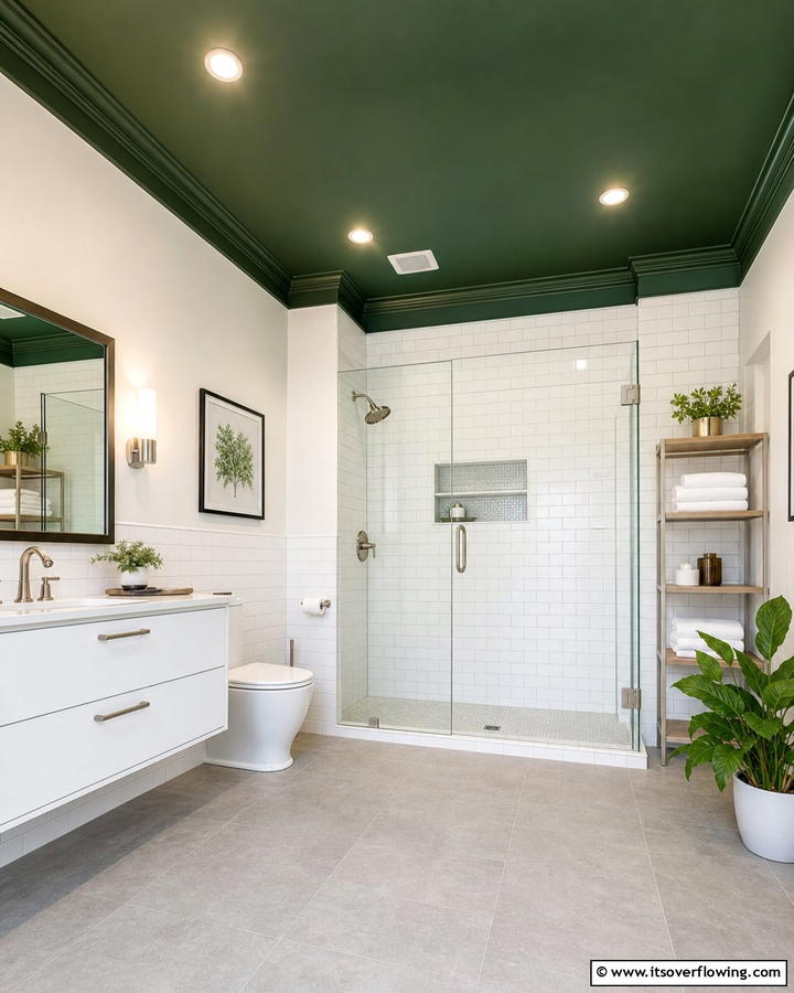 Forest Green Ceiling - 20 Forest Green Bathroom Ideas for a Nature-Inspired Retreat