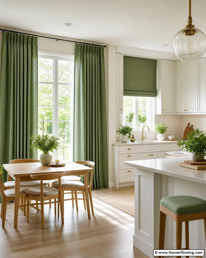 Forest Green Curtains or Blinds - 20 Forest Green Kitchen Ideas for a Bold and Vibrant Look