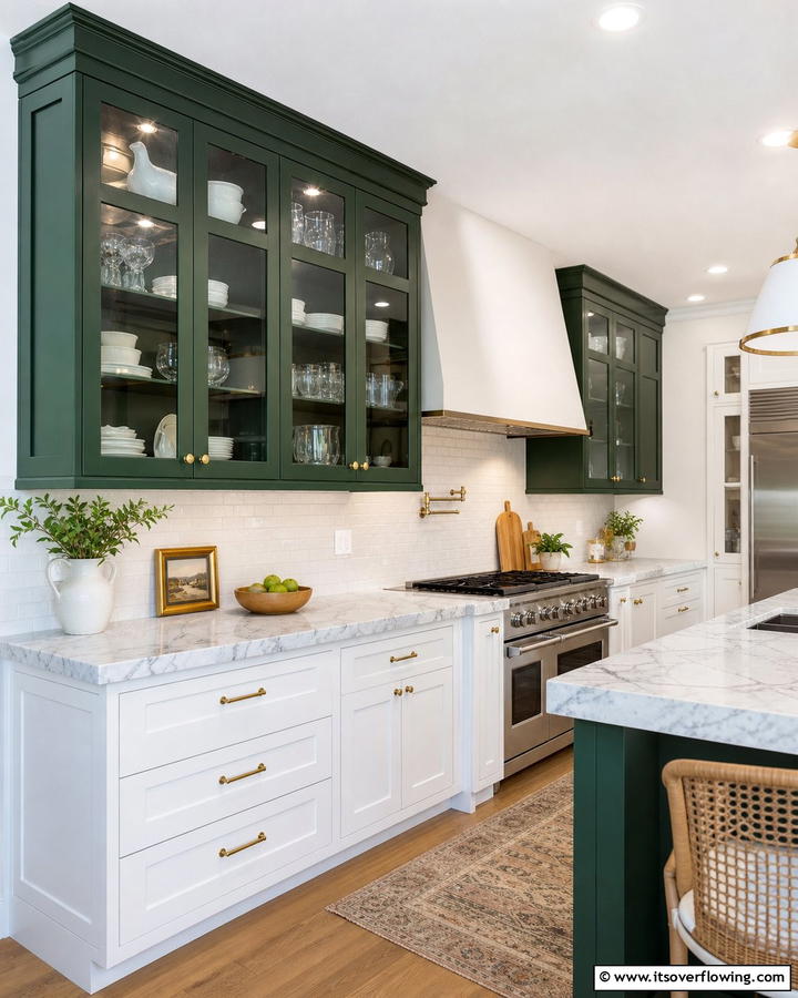 Forest Green Glass Cabinet Doors - 20 Forest Green Kitchen Ideas for a Bold and Vibrant Look