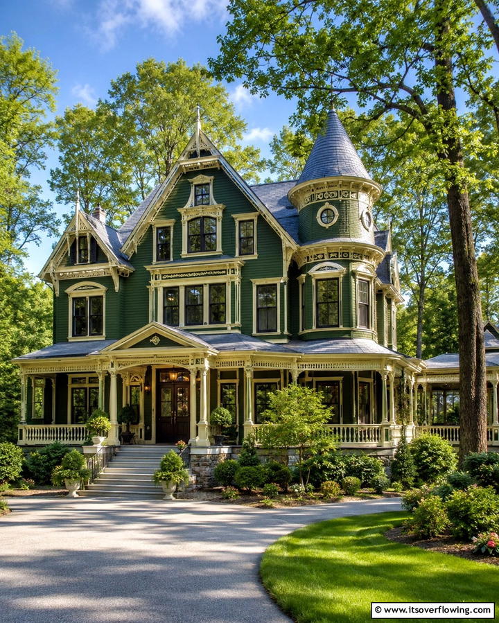 Forest Green GrandeurExact - 25 Green Victorian House Colors for Historic Charm
