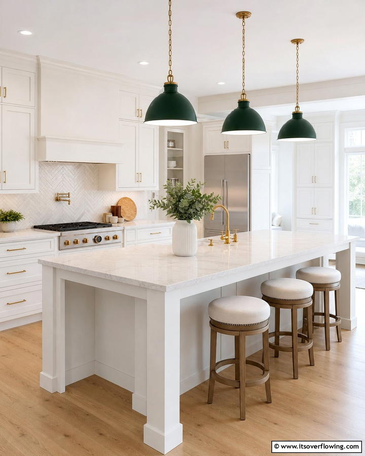 Forest Green Pendant Lighting - 20 Forest Green Kitchen Ideas for a Bold and Vibrant Look