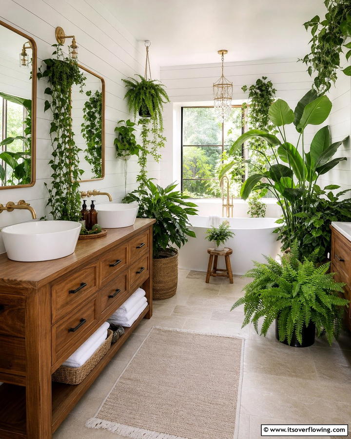 Forest Green Plant Accents - 20 Forest Green Bathroom Ideas for a Nature-Inspired Retreat