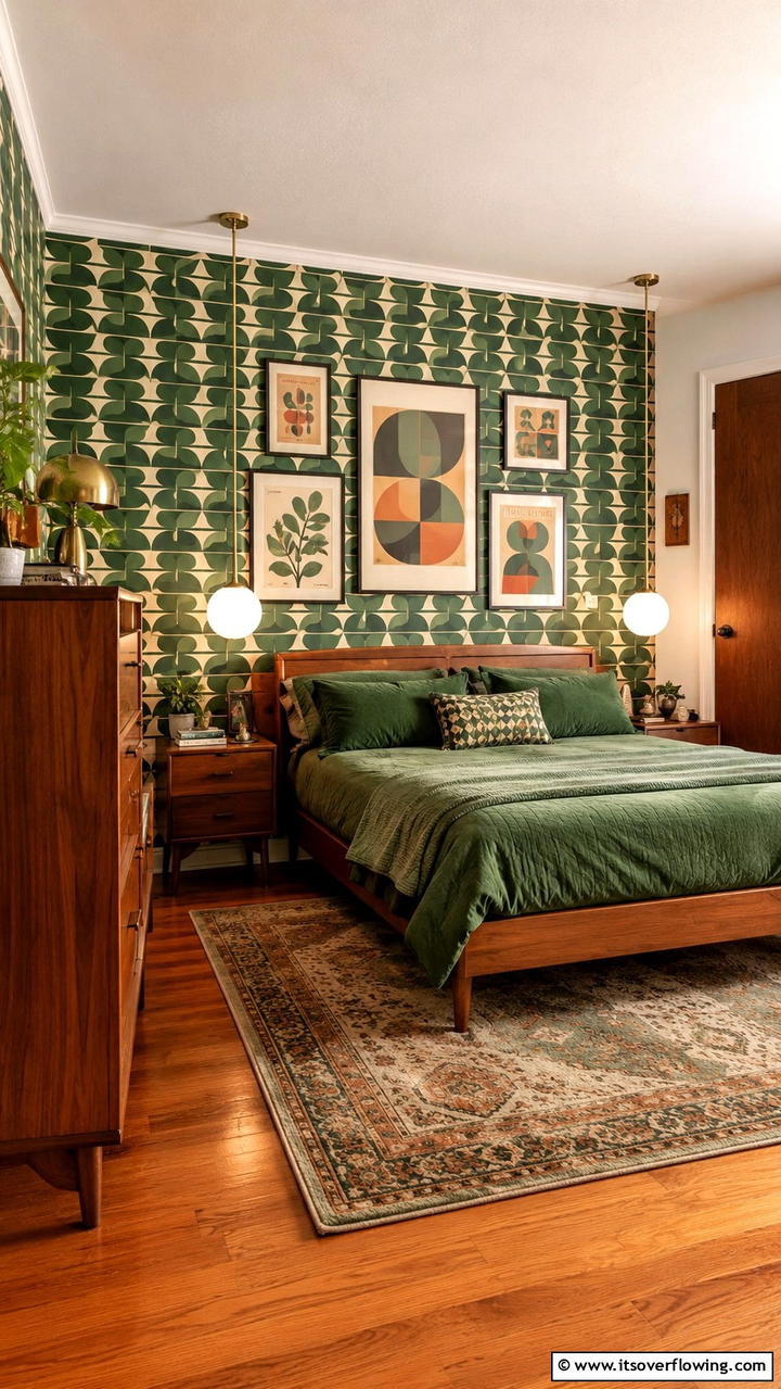 Forest Green Retro Revival - 30 Forest Green Bedroom Ideas for Serene Retreats