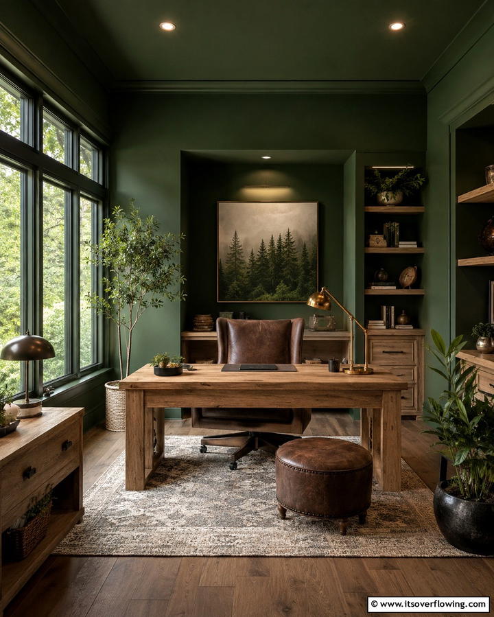 Forest Green Serenity - 30 Home Office Paint Colors- Boost Productivity & Style