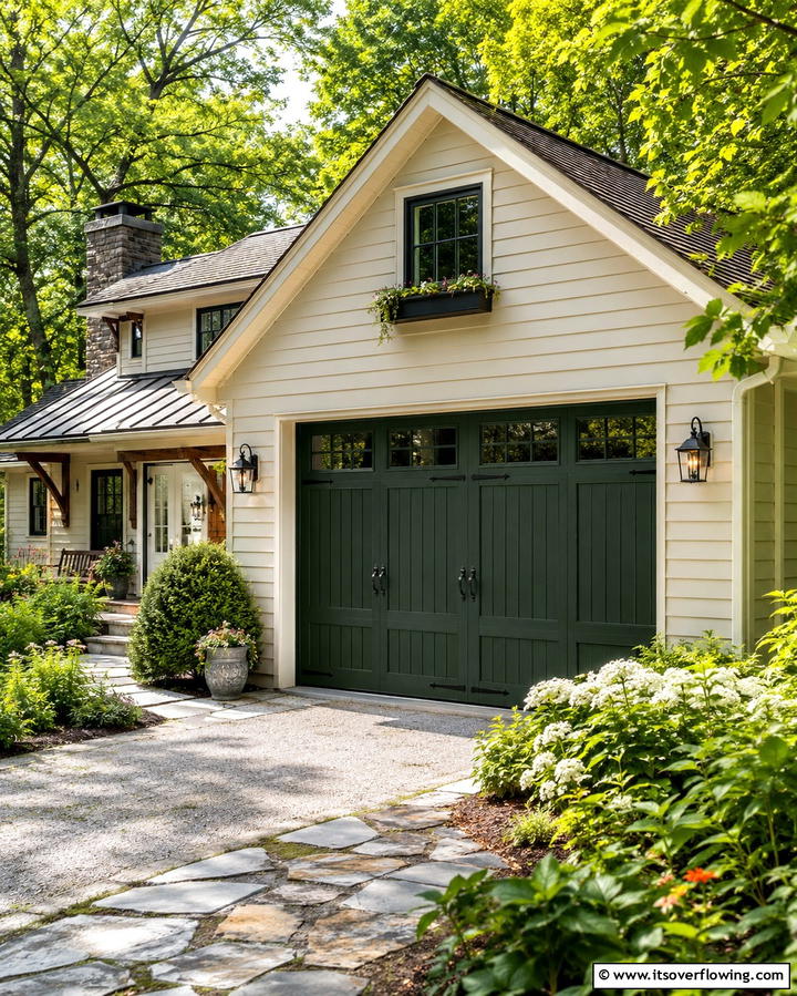 Forest Green Serenity - 25 Garage Door Paint Ideas to Boost Curb Appeal