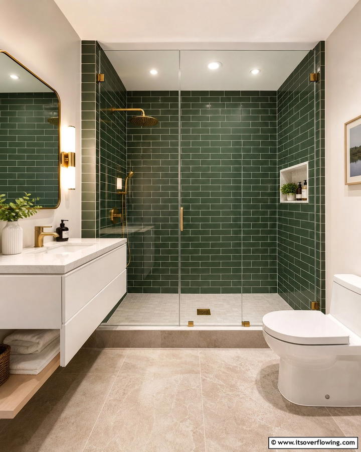 Forest Green Shower Tiles - 20 Forest Green Bathroom Ideas for a Nature-Inspired Retreat
