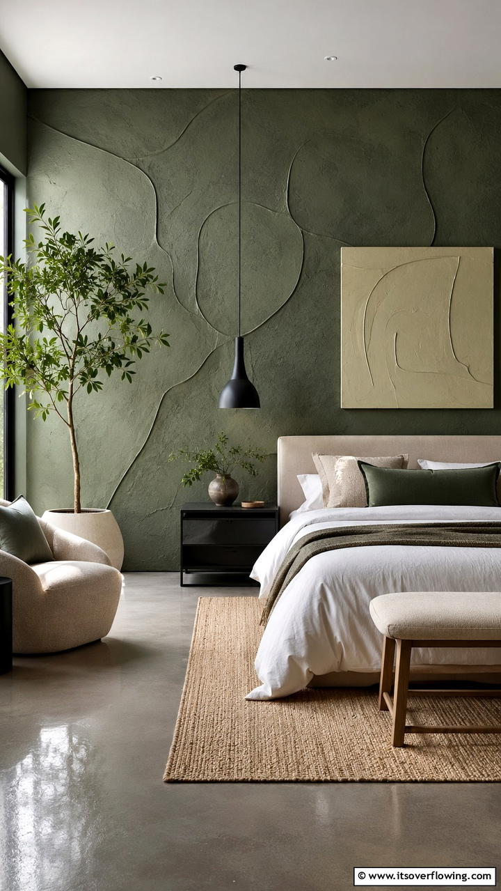 Forest Green Textured Walls - 30 Forest Green Bedroom Ideas for Serene Retreats