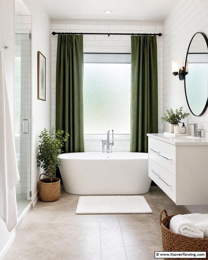 Forest Green Window Treatments - 20 Forest Green Bathroom Ideas for a Nature-Inspired Retreat