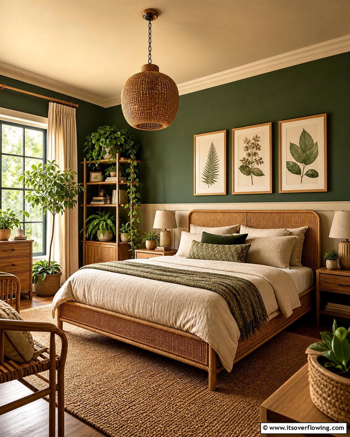 Forest Green and Beige for Earthy Warmth - 25 Bedroom Painting Ideas With Two Colors for Impact