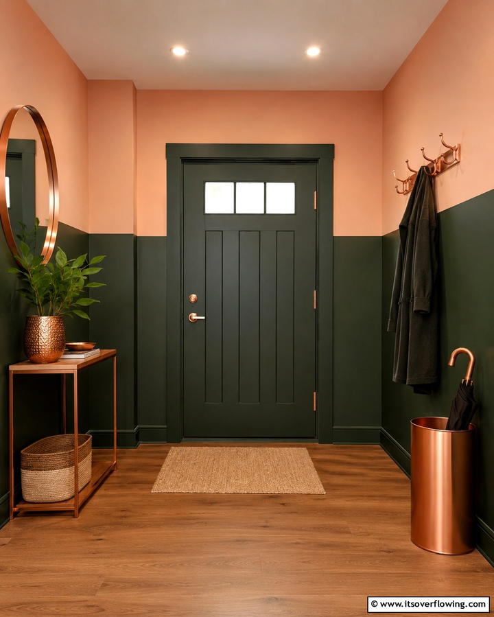 Forest Green and Soft Peach - 30 Two-Tone Wall Paint Ideas to Elevate Your Interior Design