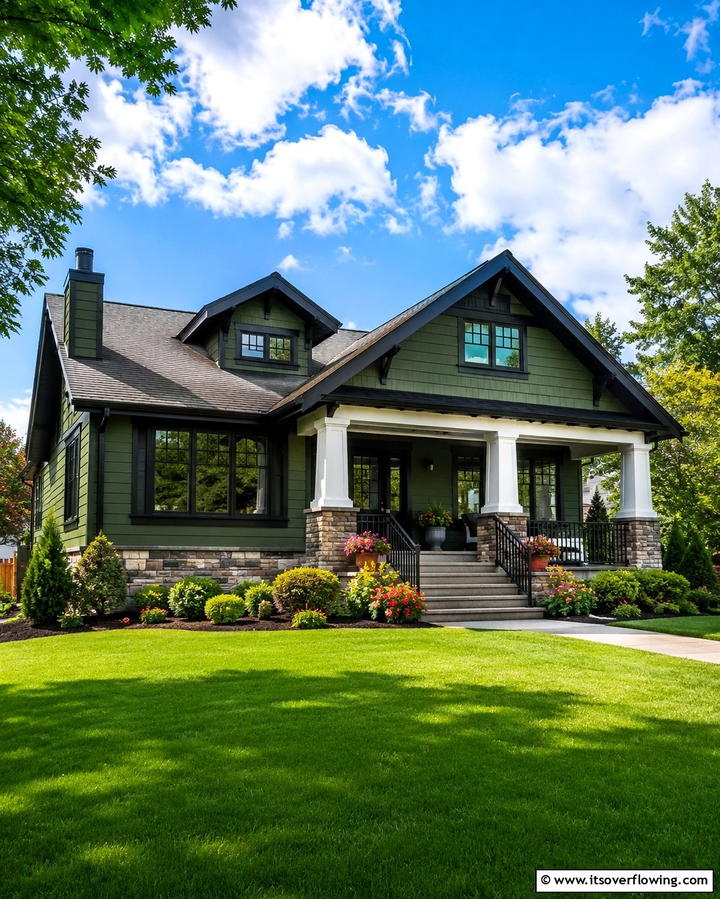 Forest Green as the Perfect Canvas - 25 Forest Green House With Black Trim Ideas- Bold & Modern