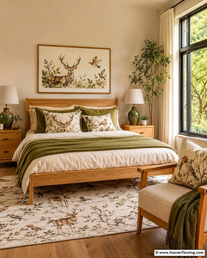 Forest Inspired Accent Wall - 30 Forest-Themed Bedroom Ideas for Nature-Inspired Retreats