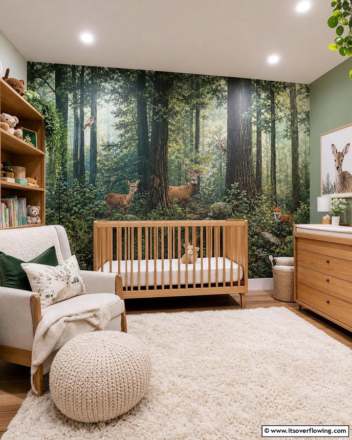 Forest Inspired Murals - 20 Dark Green Nursery Ideas for a Calming Space