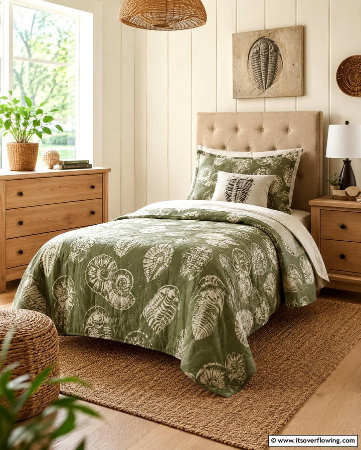 Fossil Inspired Bedding - 30 Dino-Mite Kids Room Ideas- Dinosaur Themes & Decor