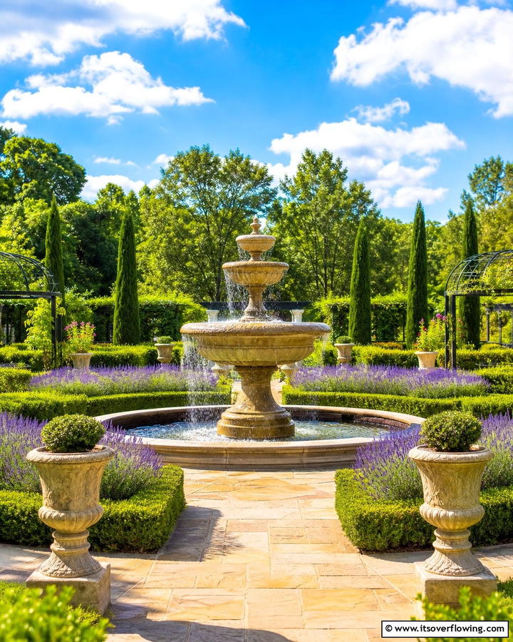 Fountain Focal Point - 30 Greek Garden Ideas- Mediterranean-Inspired Landscaping