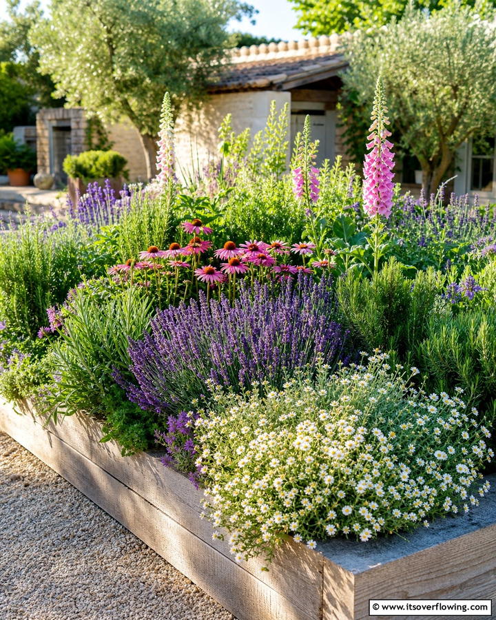 Fragrant Herb and Bloom Mix - 21 Flower Bed Ideas to Beautify Your Garden or Yard
