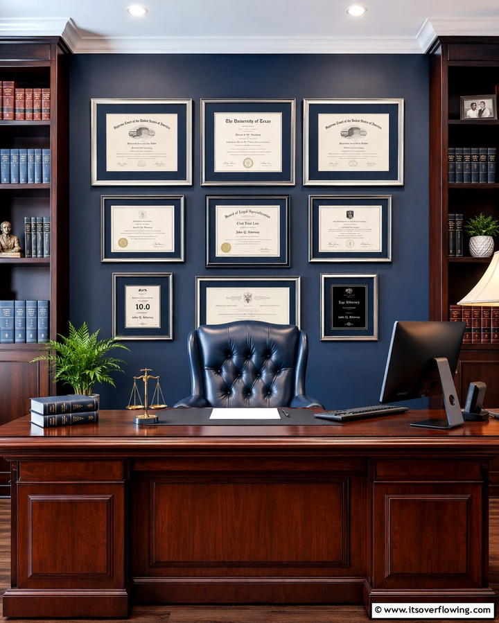 Framed Certificates and Achievements - 25 Office Wall Decor Ideas to Inspire Creativity
