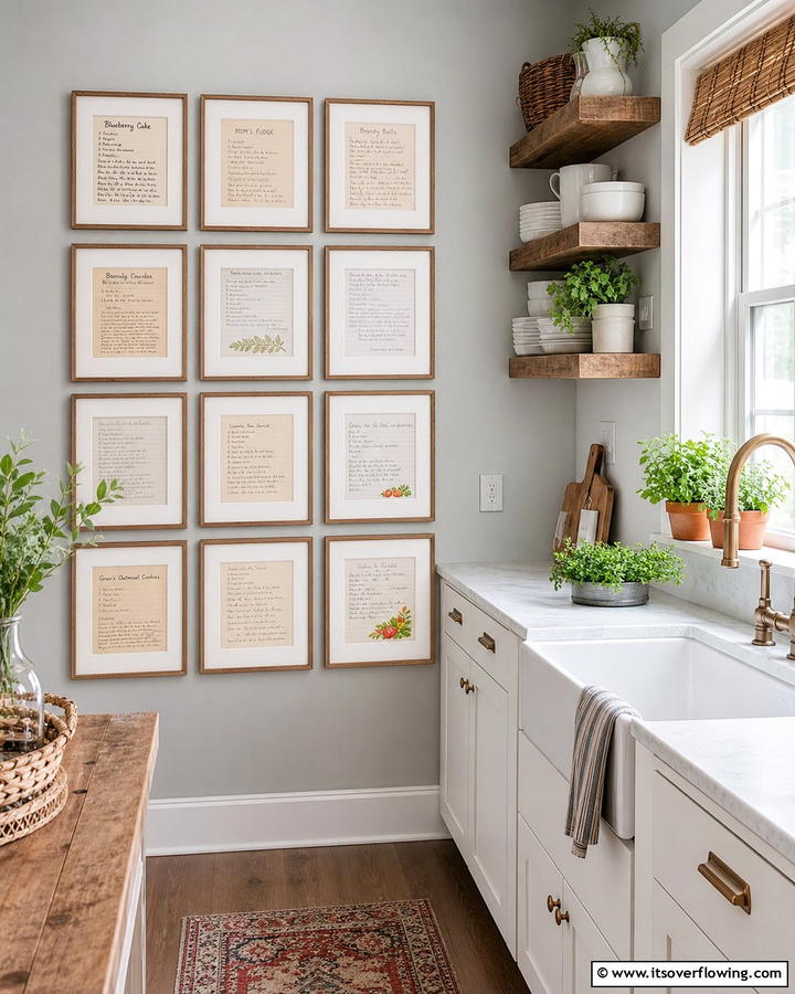 Framed Family Recipe Collection - 21 Kitchen Wall Decor Ideas for a Personalized Culinary Space