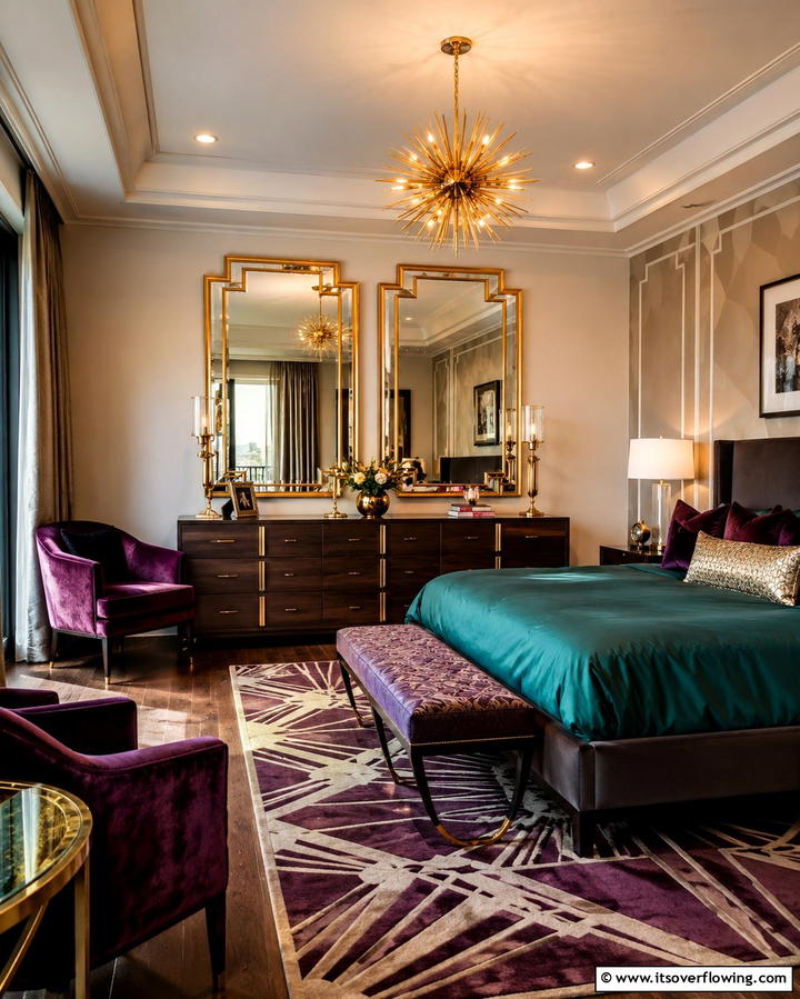 Framed Mirrors - 25 Art Deco Bedroom Ideas for a Timeless Look