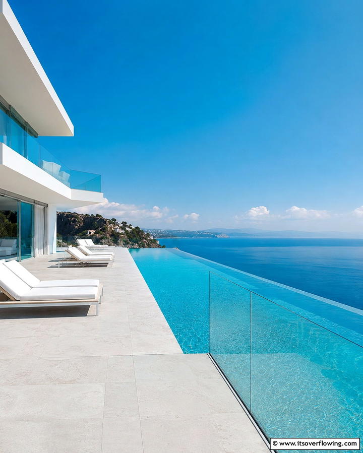 Frameless Glass Balconies with Infinity Pool Integration - 25 Glass Balcony Design Ideas for Modern Homes