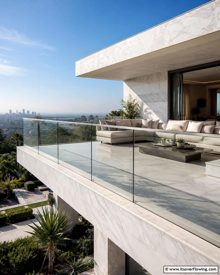 Frameless Glass Balconies with Integrated Handrails - 25 Glass Balcony Design Ideas for Modern Homes