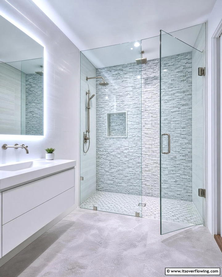 Frameless Glass Door for Minimalism - 25 Bathroom Door Ideas to Enhance Your Space