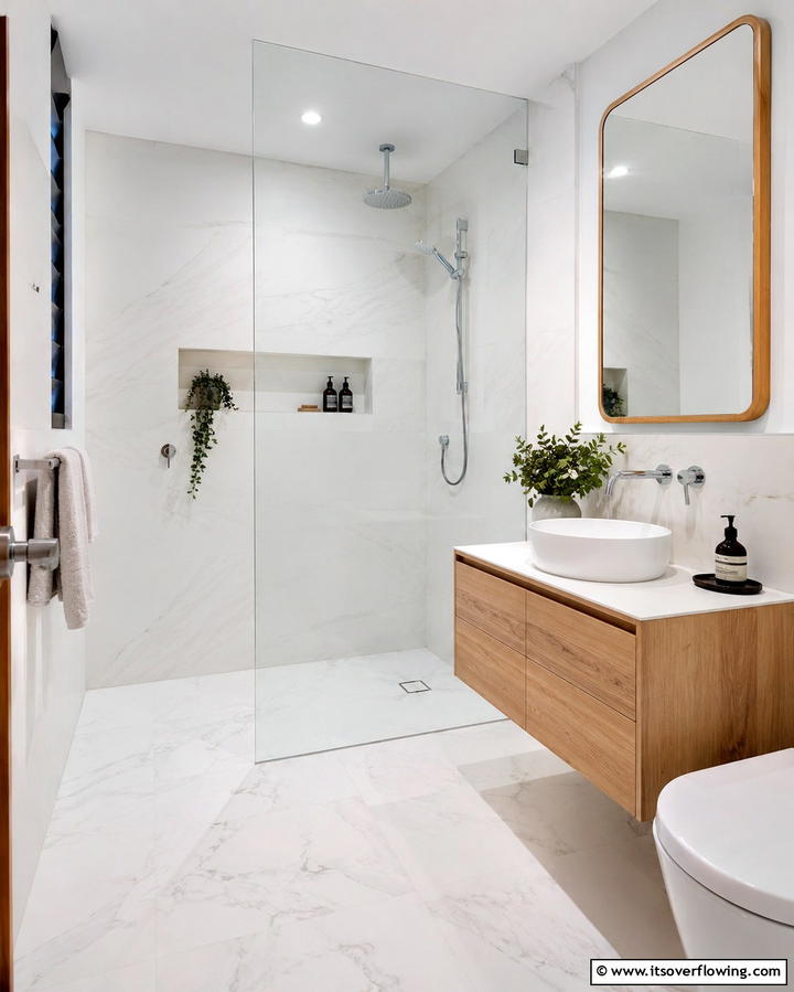 Frameless Glass Shower - 25 Small Ensuite Design Ideas for Compact Bathrooms