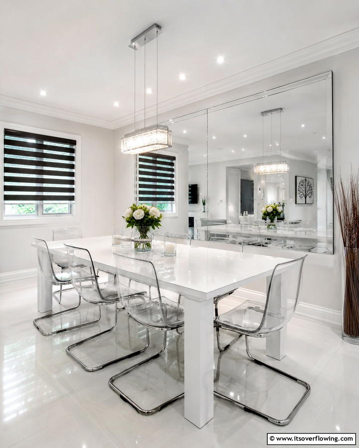 Frameless Illumination - 30 Stunning Dining Room Mirror Ideas for Elegance