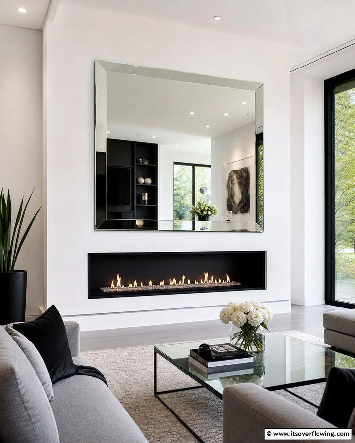 Frameless Mirror for a Sleek Look - 25 Mirror Over Fireplace Ideas to Elevate Your Space