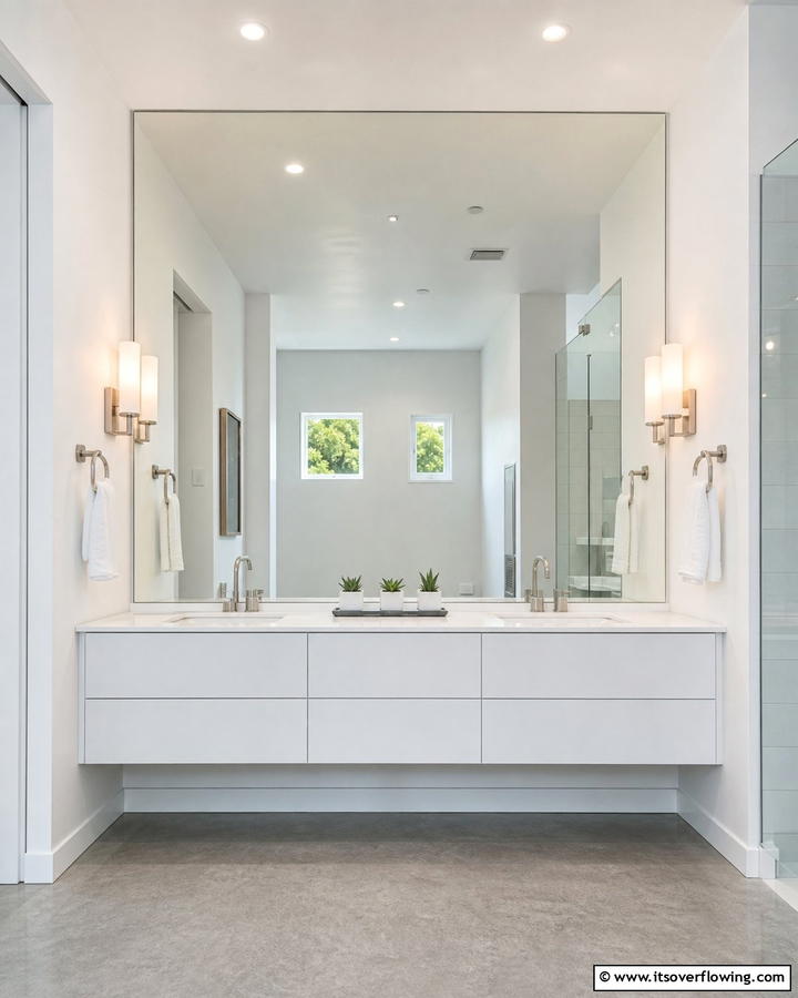 Frameless Modern Minimalist Mirror - 21 Stunning Bathroom Mirror Ideas to Enhance Your Vanity Area